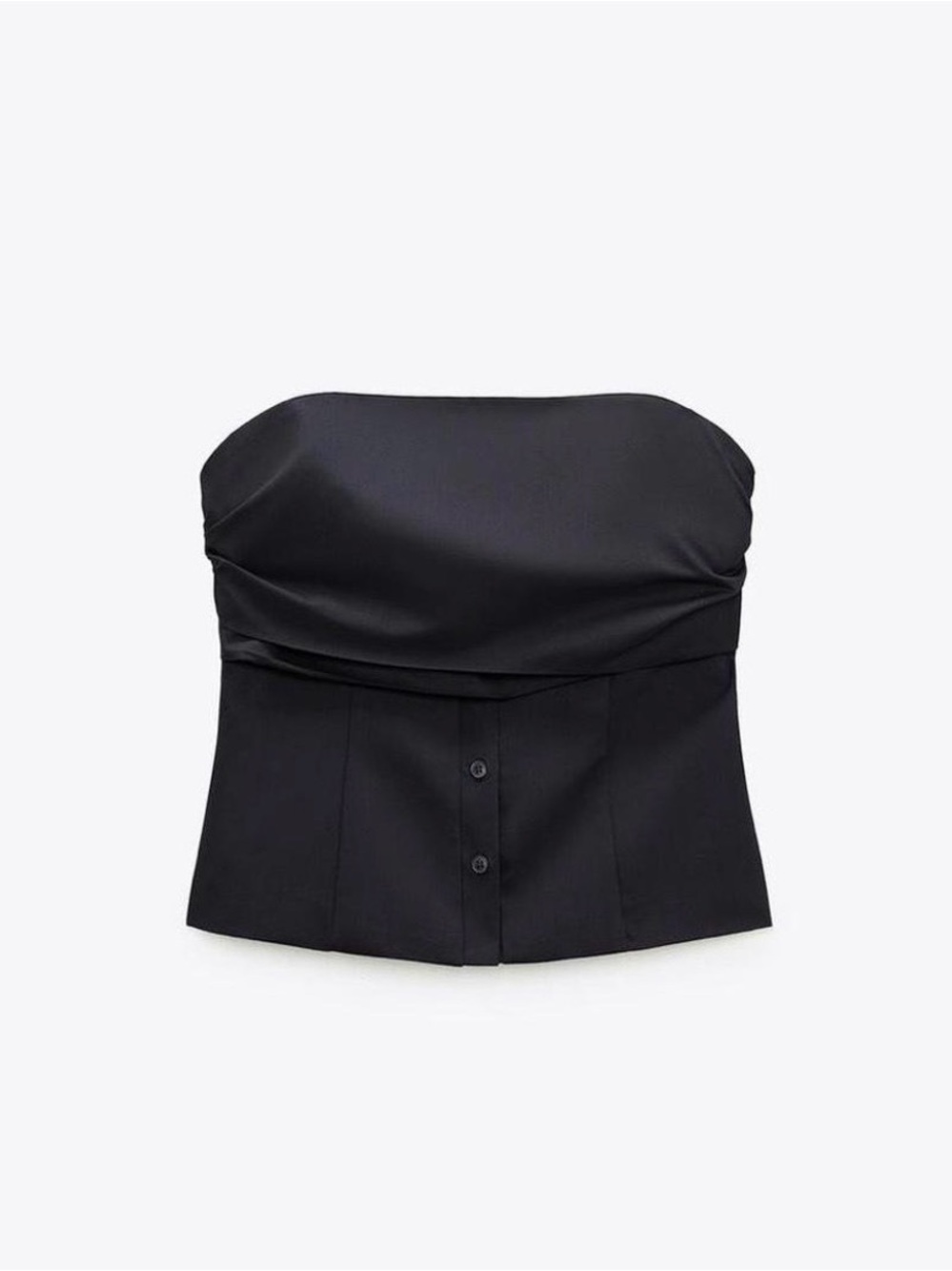 Zara Strapless Black Button-Front Bustier Top